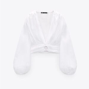 Zara Draped Ring Top / Size: M / Color: white